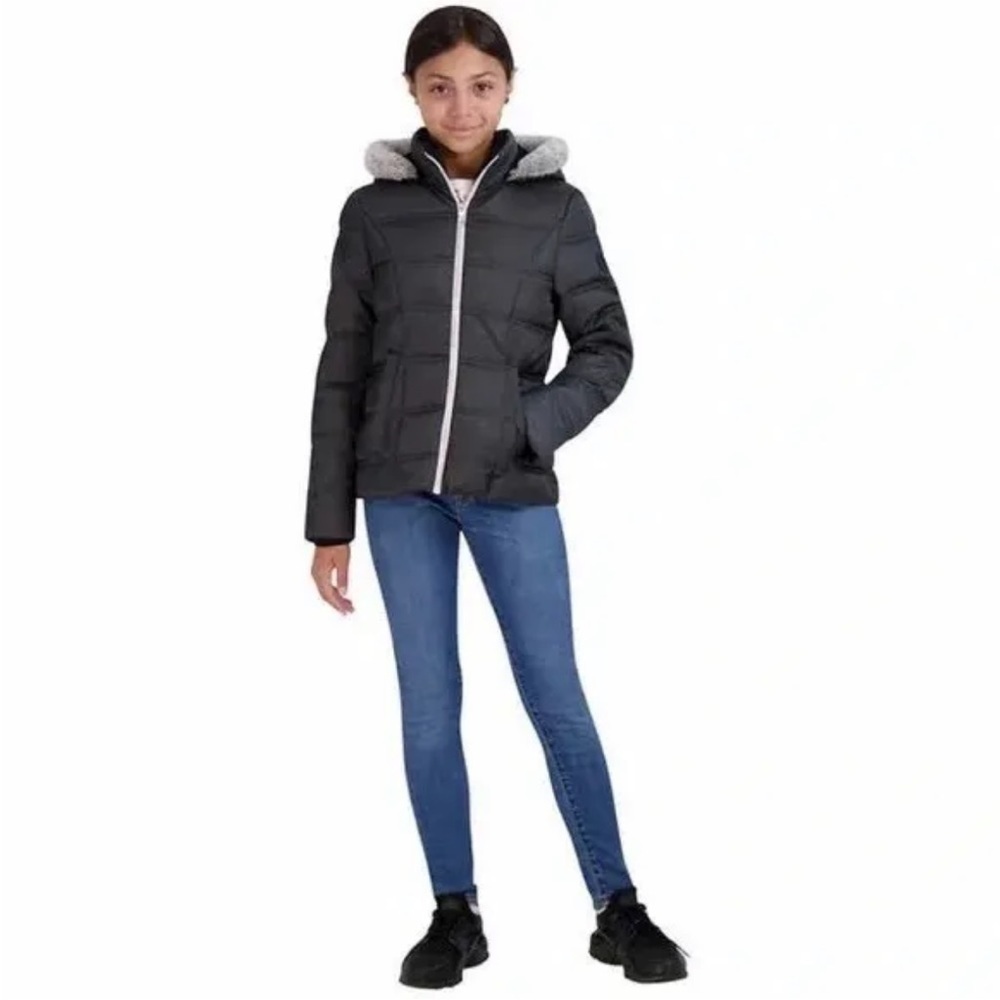 Sage Collective Puffer Jacket‎ Hooded Charcoal Girls Youth Large YL